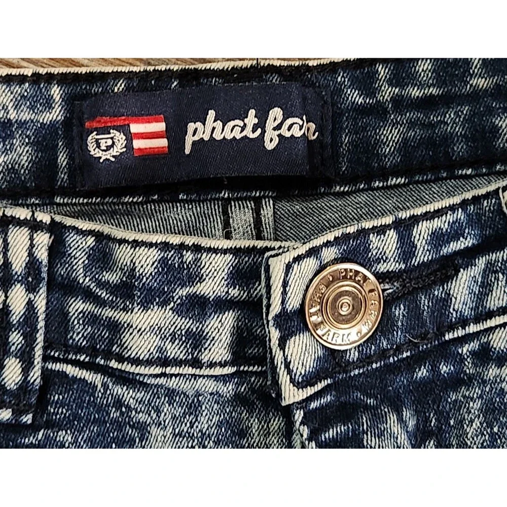 Phat Farm Boys Shorts 16 Blue Denim Medium Wash Skinny Fit Distressed Vintage